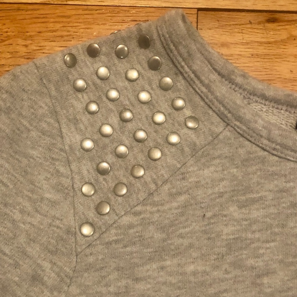 Heather gray sweatshirt with silver studs on shoulders in SP - Picture 3 of 5